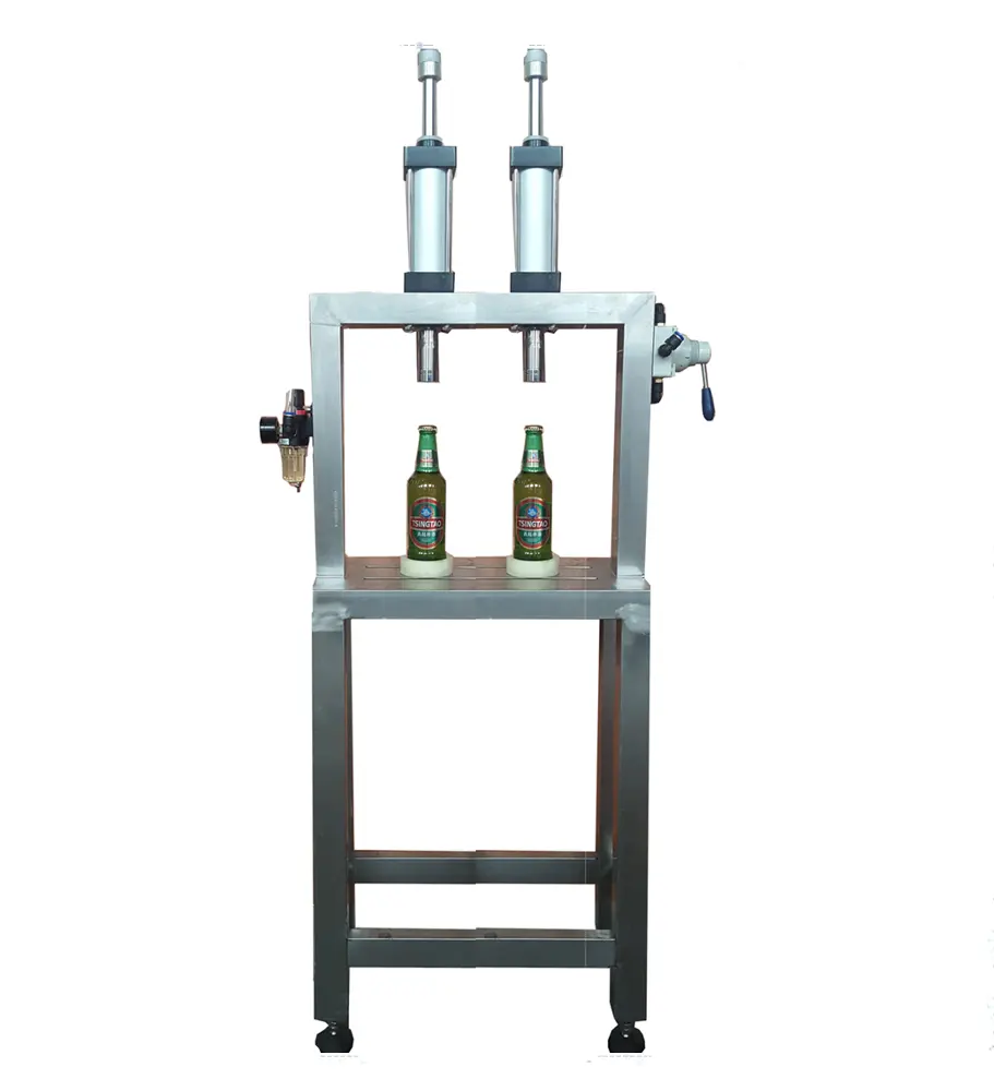 Small 2 Head Manual Glass Bottle Beer Filling Capping Machine