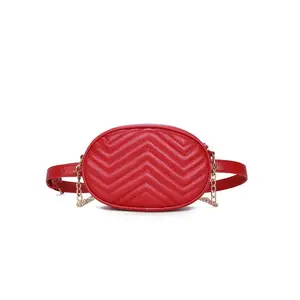 Bolso de cintura redondo para mujer, bolsa de pecho de cuero PU de marca de lujo, 2018