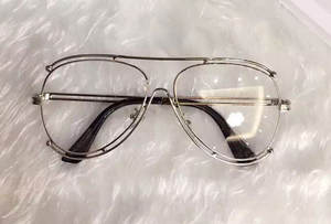 韓国ファッションレジャー女性眼鏡中空フラットミラーメガネ微細な金属フレームティーンエイジャーメガネ - Product Image 6