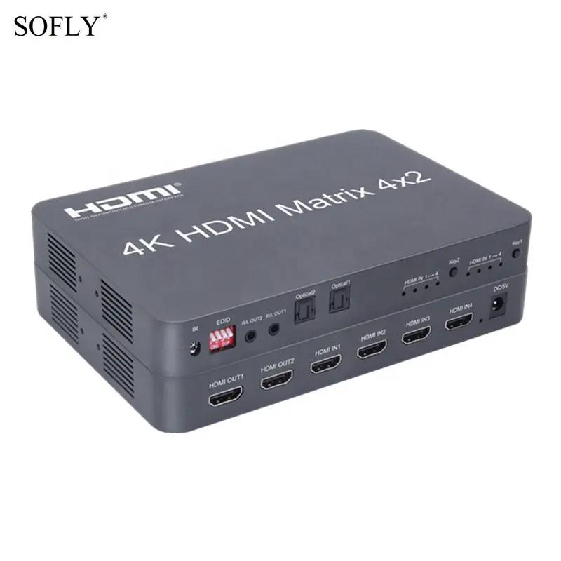 HDMI Matrix Switcher 4 K 4X2 HDMI Matrix Switch Splitter EDID Pada 30Hz Full HD 1080 P dengan IR Remote Control Switch