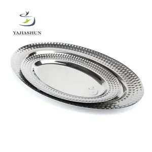 Diamond Oval Stainless Steel Dinner Plate Stainless Steel Plate Dishes With High Quality Serving Trays