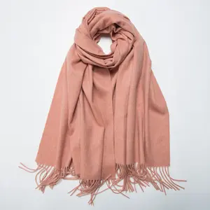 2024 soft woven wool scarf oversized cashmere scarf for women custom label tassel scarf