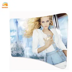 Portable Curved Pop Up Banner Advertising Aluminum Tension Fabric Backdrop Display