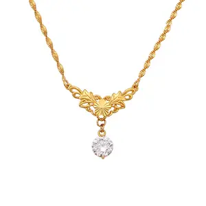 Xuping 黄金 24k 白钻优雅风格项链为妇女