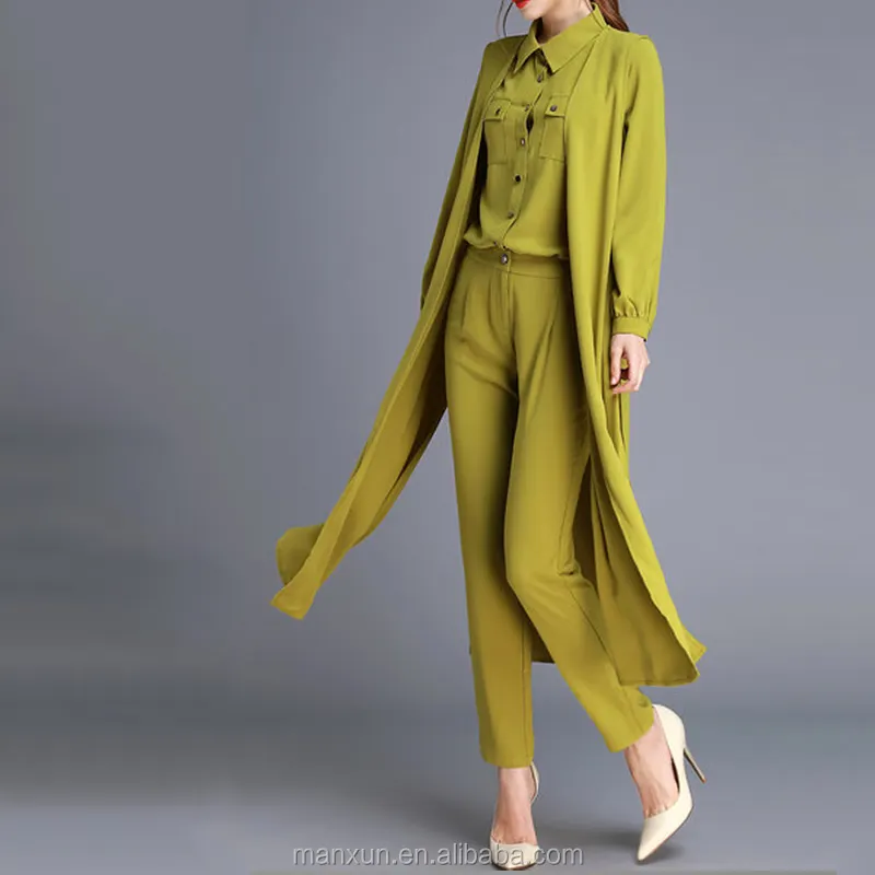 カーディガン付き女性スリーピーススーツレディースオフィスウェアエレガントな女性スーツデザイン