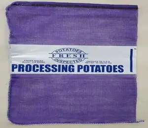 L bolsas de malha leno pp de costura lisa, com etiqueta de impressão de cores para batata de cebola