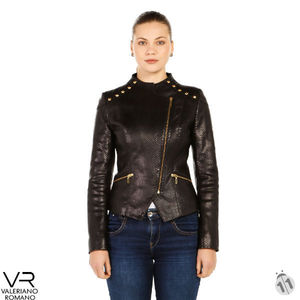 แจ็กเก็ตหนังสีดำ VRW0088จากรุ่น valeriano Romano จากตุรกี - Product Image 2