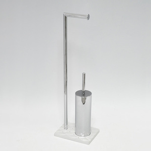 Brosse de toilette au design contemporain écologique en métal en forme de 7 et support de rouleau de papier pour une utilisation en hôtel - Product Image 1