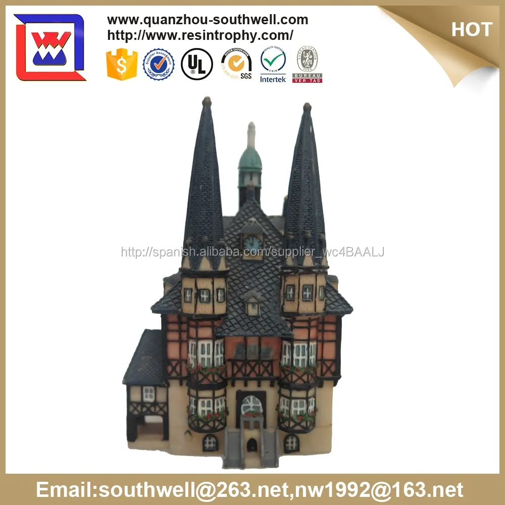 Alto grado personalizada mayorista y regalo de resina con castillo paisaje y miniatura del modelo de castillo venta