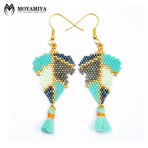 Moyamiya bijoux délicats faits à la main Miyuki feuille/plume perle charme nouveau modèle gland boucles d'oreilles Design à la mode - Product Image 2