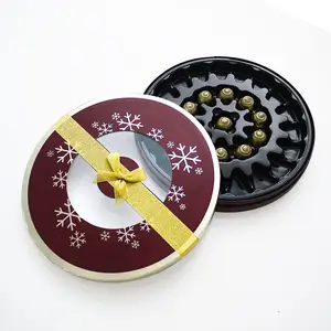 圣诞节自制圆形巧克力盒或饼干包装用塑料托盘