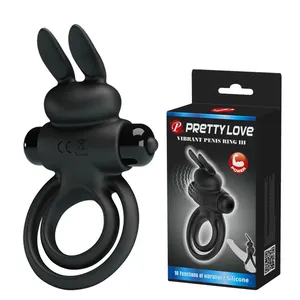 Konijn Vibrators Vertraging cock ring blijvende Ejaculatie Lock Fine triple vibrator Sex Speelgoed product voor Mannen penis extender bal loop