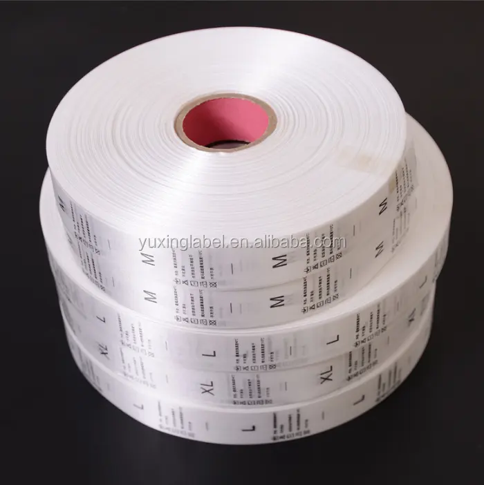 Fita impressa de cetim de 100 poliéster, ou nylon, taffeta, utilizada para acessórios de vestuário, etiqueta de cuidados de lavagem