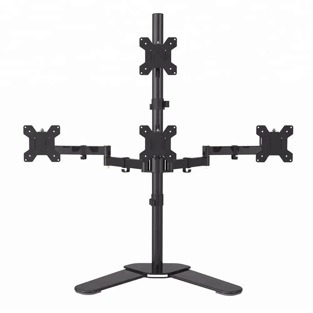 Soporte de Monitor LCD LED de cuatro brazos soporte de montaje de escritorio de alta resistencia 3 + 1 soporte libre/sostiene cuatro pantallas de hasta 27"