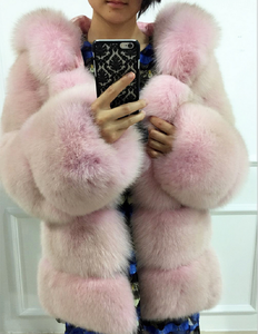 <span class=keywords><strong>Cappotto</strong></span> Invernale da Donna in <span class=keywords><strong>Pelliccia</strong></span> di <span class=keywords><strong>Volpe</strong></span> di Alta Qualità Rosa Antico - Product Image 4