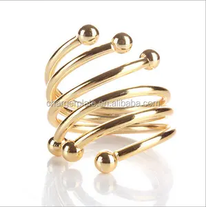 Anéis de guardanapo dourado prata para decoração de casamento