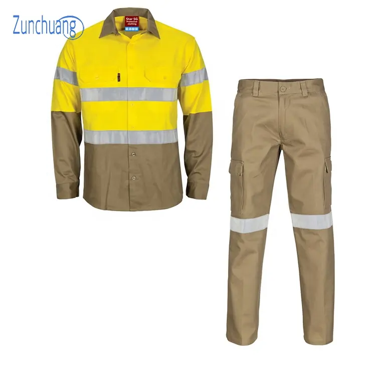 Workwear ชุดเครื่องแบบวิศวกรรมมืออาชีพโพลีเอสเตอร์ป้องกันไฟฟ้าสถิตย์ทัศนวิสัยสูง