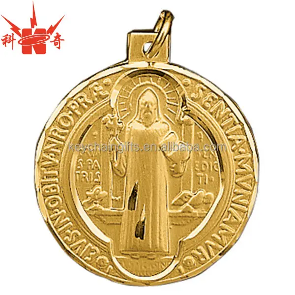 Souvenir A Buon Mercato Su Ordinazione del Metallo Oro San Benedetto Medaglia