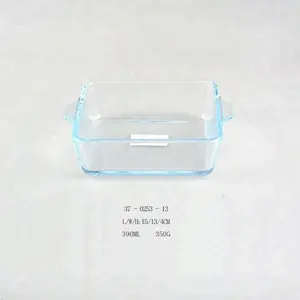 כיכר צורת חום עמיד זכוכית אפיית מגש אפיית מחבת צלחת זכוכית בישול עם ידית