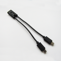 Câble de chargeur multiport 2 en 1, connecteur Micro Usb, 1 femelle 2 mâles, 10Cm