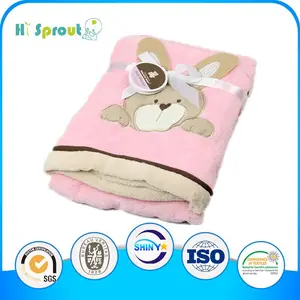 Nouveau populaire. <span class=keywords><strong>micro</strong></span>. coral couverture polaire pour bébé avec beau lapin brodé - Product Image 1