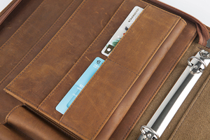 Dây Kéo Trơn Tru Da Ngựa Điên 3 Vòng <span class=keywords><strong>Binder</strong></span> Danh Mục Đầu Tư Tổ Chức Dây Kéo Padfolio - Product Image 5