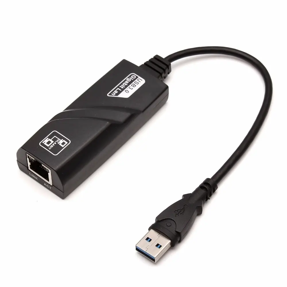 Hot-sale Black USB 3.0 10/100/1000Mbps Gigabit Ethernet RJ45 External Network Card LAN Adapter Connector One USB port