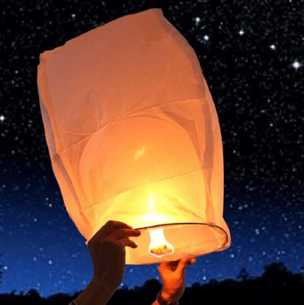Boomwow Sky Lantaarns Chinese Biologisch Afbreekbaar Papier Grote Romantische Vliegende Wishing Lantaarns Voor Party Viering
