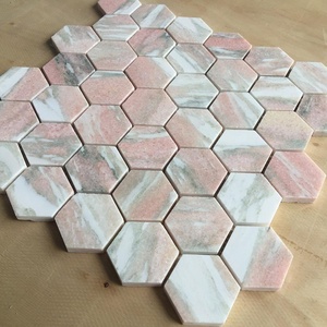 Wholesale Schomex Modern Norway Rose Pink <strong>Hexagon</strong> Marble Mosaic <strong>Tiles</strong> 10mm Thickness Parquet Polished School Hotel Wall <strong>Floor</strong> - Product Image 6