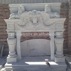 Большой размер 2 яруса мраморный камин каменные изделия естественный белый мраморный портал для камина