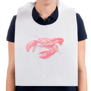 Disposable Paper Adult Tie-On Bibs with Lobster Design