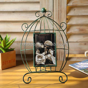 Métal décoratif table birdcage <span class=keywords><strong>conception</strong></span> shabby <span class=keywords><strong>chic</strong></span> fer image cadre photo - Product Image 1