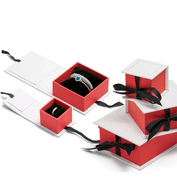 Mini gift packing box jewelry necklace accessories packaging with ribbon bowknot