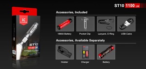 Klarus ST10 mới đèn pin LED 1100lm 115 Meter khoảng cách USB sạc 18650 Li-ion pin nhỏ gọn đèn <span class=keywords><strong>flash</strong></span> ánh Sáng Ngọn đuốc - Product Image 6