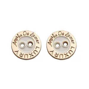 锌合金制成的金色品牌徽标定制设计师金属2两个服装孔按钮