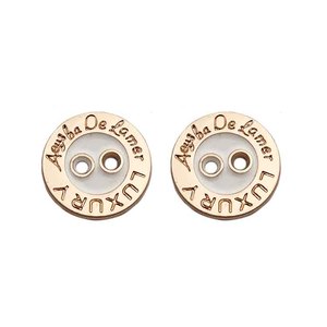 亜鉛合金製ゴールデンブランドロゴカスタムデザイナー金属2 2穴ボタン衣類用 - Product Image 1