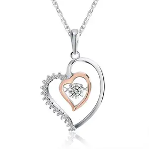 RINNTIN SN15 Wholesale Genuine 925 Sterling Silver Heart Pendant Necklace 925 Jewelry For Mother's Day