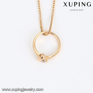 Collar de joyería de oro saudita, sortija de piedra de circón blanco, joya chapada en oro, collar de joyería 44137 - Product Image 2