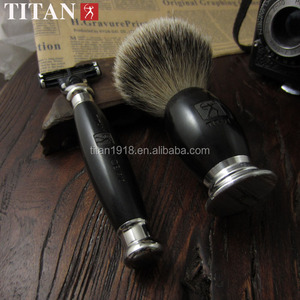 Bộ Dao Cạo Titan Có Tay Cầm Bằng Gỗ Mun, Bộ Lưỡi Thẳng Dùng Một Lần, Dành Cho Nam - Product Image 2