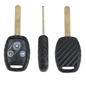 Carbon Fiber Silicone Car Key Case Cover Keychain For HONDA Accord Civic CRV Pilot Fit 2007 2008 2009 2010-2013