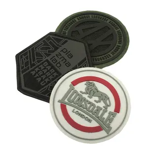 Iron on Custom Embossed 3D Silicone Rubber Logo Felt Chest Patches Badges for Clothes