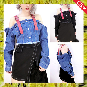 Latest Design Wholesale Fashion China Off-shoulder Womens <strong>Jackets</strong> Sexy <strong>Long</strong> Sleeves <strong>Denim</strong> Jean Ladies - Product Image 6