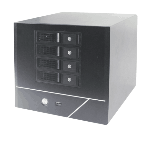 Micro ATX PSU 4-Bay NAS Mini Tower ITX Storage Server Chassis with Silence Fan for Home Storage