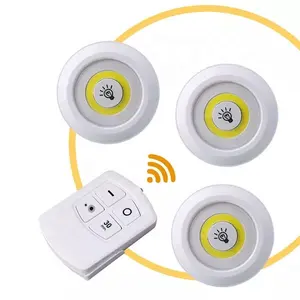 3Pack Ultra Bright 150 Lumen COB LED Puck Light With Remote Control Under Cabinet Light Wireless Battery Operated Tap Push Light