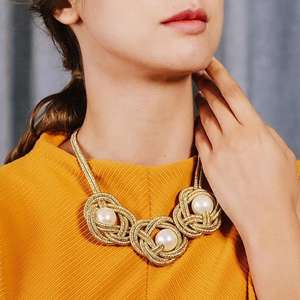 Boho Fatti A Mano in Stile Africano Collane Del Pendente Della Perla Per Le Donne Treccia di Fili Della Lega Dichiarazione Girocolli Collane Disegni Dei Monili - Product Image 1