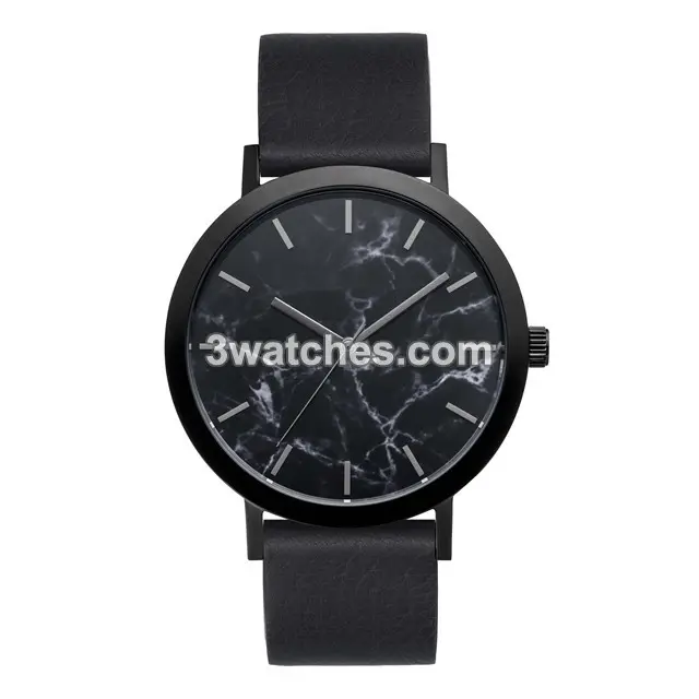 3watches all black fashion elegance branded marble japan movt quartz watch stainless steel 3atm waterproof women watches