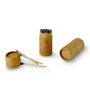 Five star small cylinder custom natural brown kraft paper matches