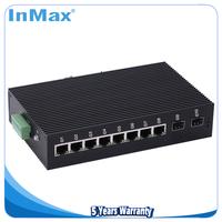 Concentrateur Ethernet InMax 10 ports 10 100 transmission fibre 1000m avec commutateur industriel 2 SFP