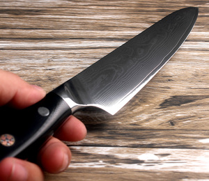 Damasco 8 "<span class=keywords><strong>Cuchillo</strong></span> de Chef cortador de cocina <span class=keywords><strong>profesional</strong></span> rebanar fileteado bistec congelado Santoku <span class=keywords><strong>cuchillo</strong></span> negro VG10 mango Acero de Damasco - Product Image 3