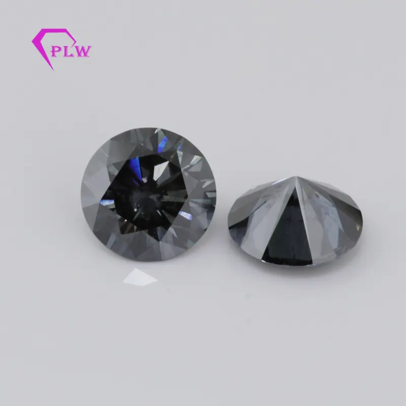 Potongan Berlian Bulat Arang Abu-abu 1 Karat Hitam Moissanite Harga Per Karat